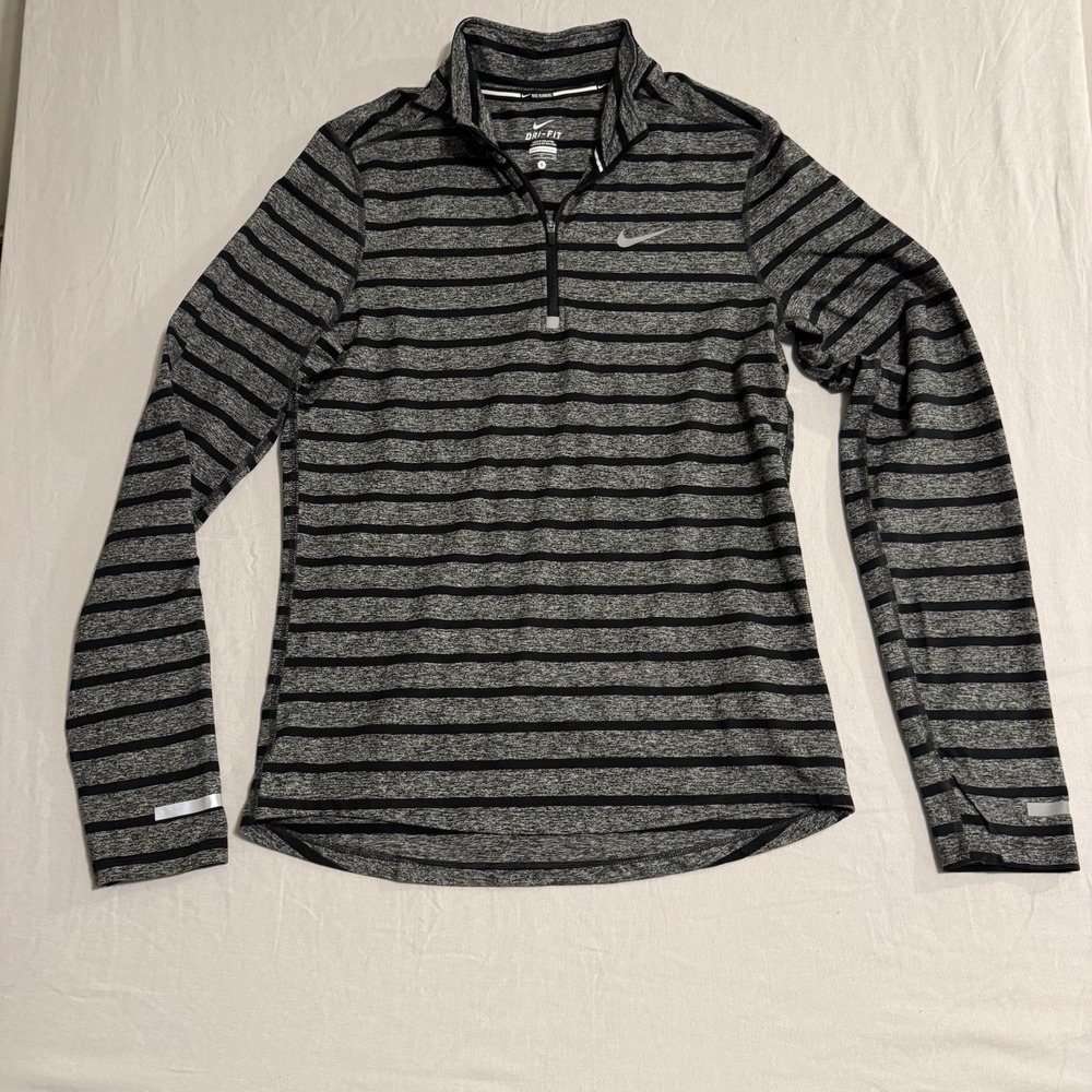 Nike Dri-FIT Vapor Running Shirt Mens Small Striped Long Sleeve 1/4 Zip 799135